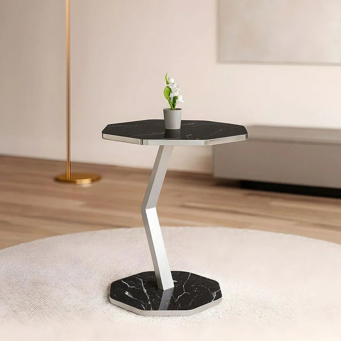 Octagon Side Table - Black/Silver