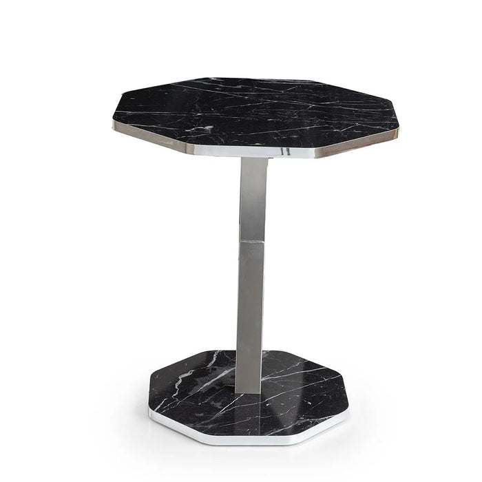 Octagon Side Table - Black/Silver