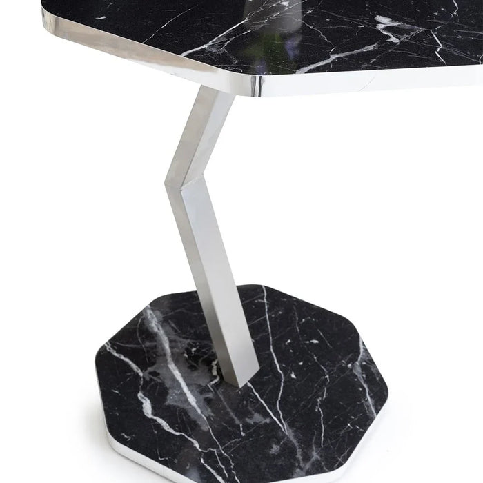 Octagon Side Table - Black/Silver