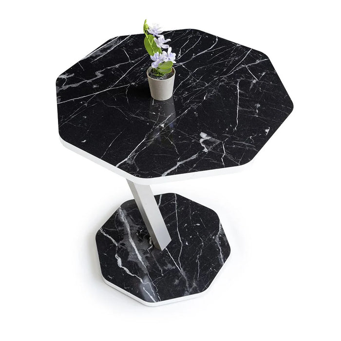 Octagon Side Table - Black/Silver