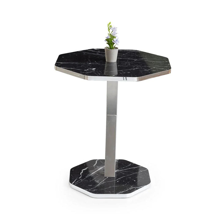 Octagon Side Table - Black/Silver