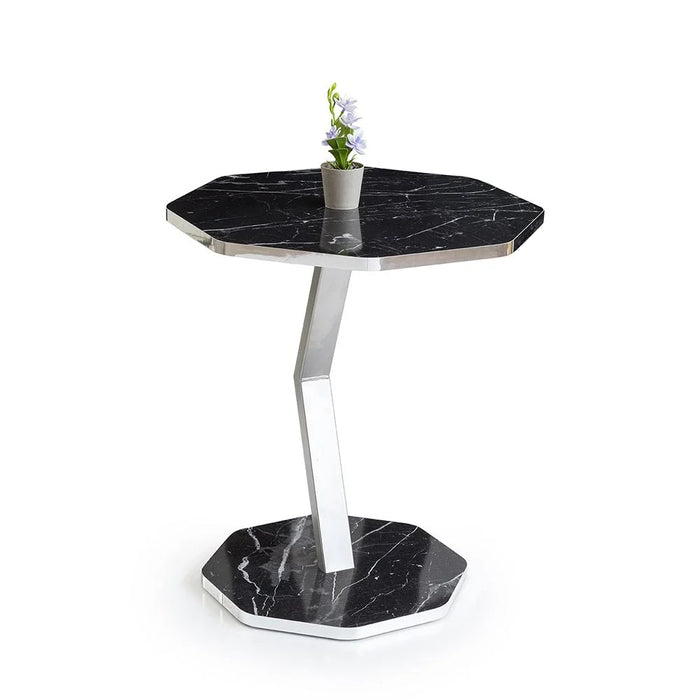 Octagon Side Table - Black/Silver