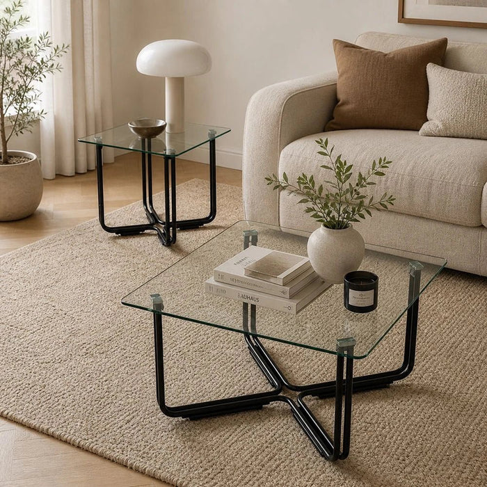 Wilhem Glass Coffee Table - Clear/Black