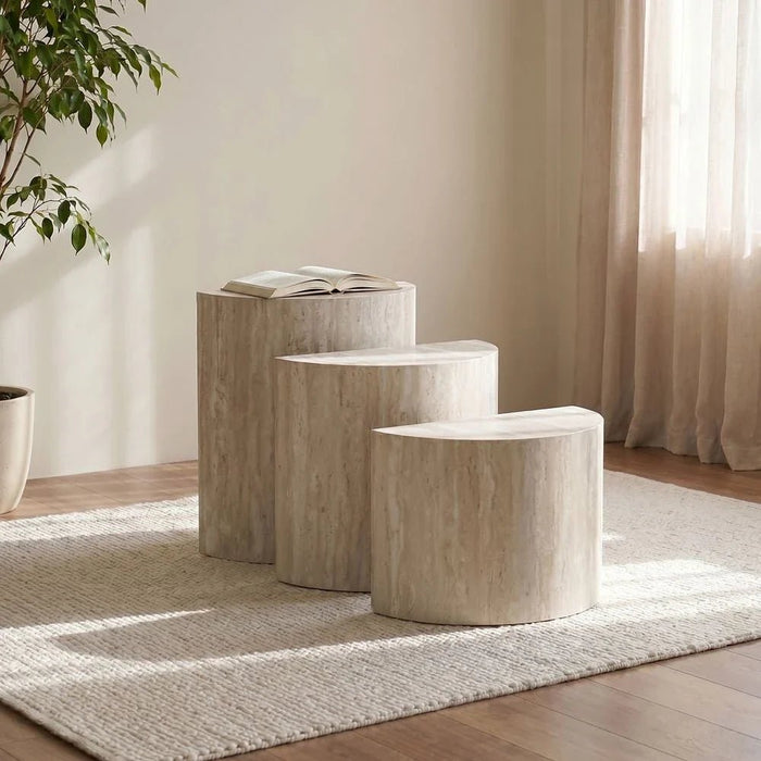 Scallop Set Of 3 End Tables -Grey