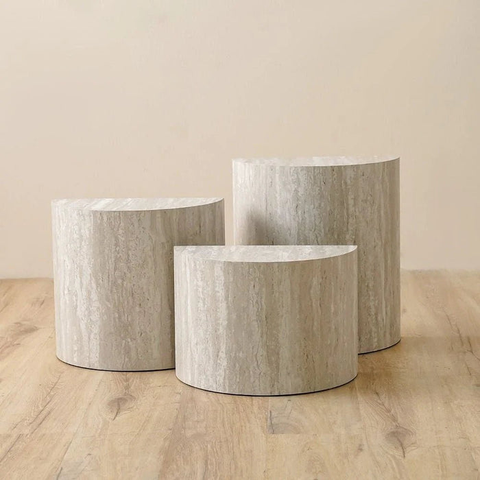 Scallop Set Of 3 End Tables -Grey