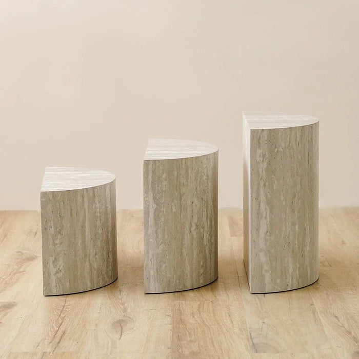 Scallop Set Of 3 End Tables -Grey