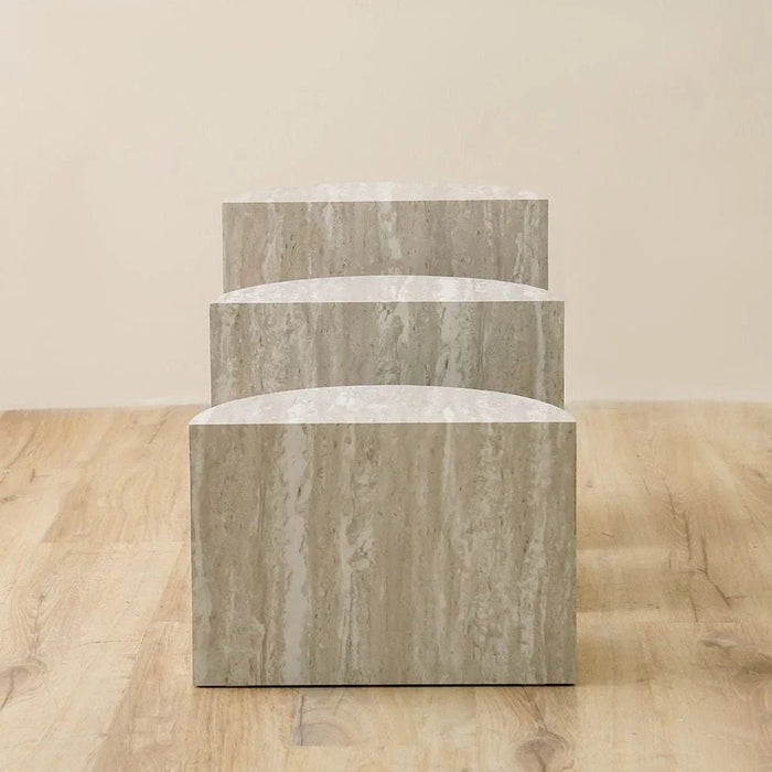 Scallop Set Of 3 End Tables -Grey