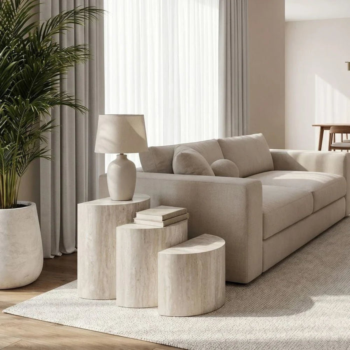 Scallop Set Of 3 End Tables -Grey