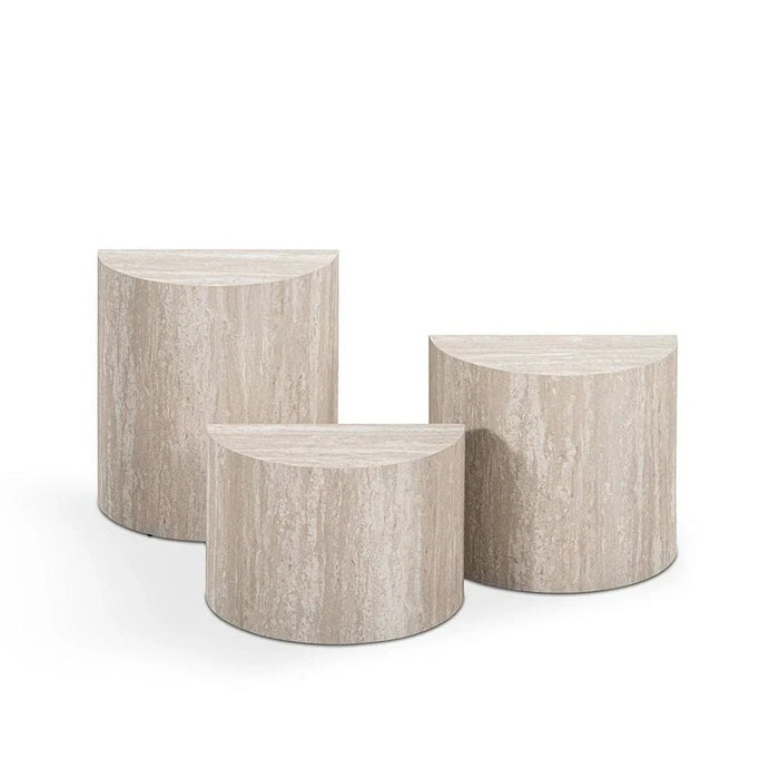 Scallop Set Of 3 End Tables -Grey