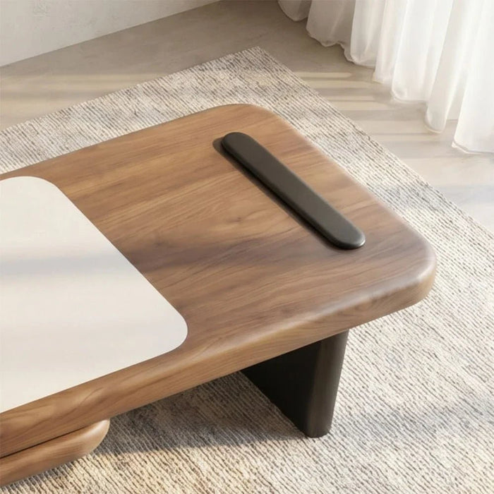Ansel Coffee Table With Marble- Walnut/Beige