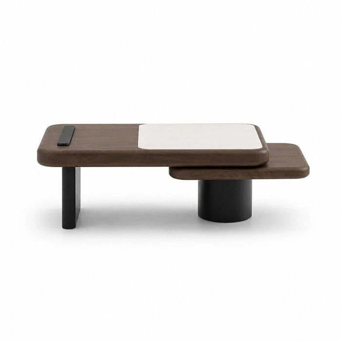 Ansel Coffee Table With Marble- Walnut/Beige