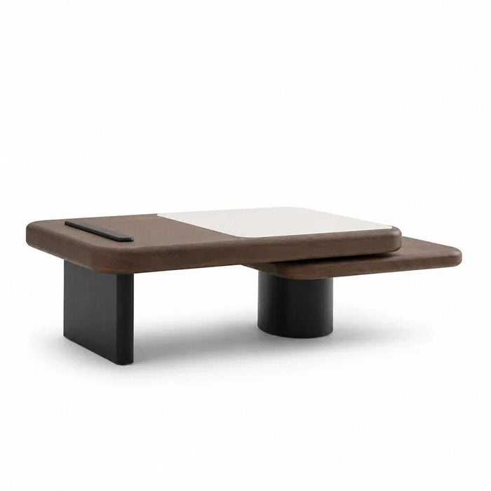Ansel Coffee Table With Marble- Walnut/Beige