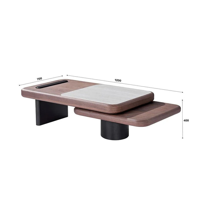 Ansel Coffee Table With Marble- Walnut/Beige