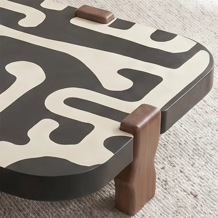 Wyler Set of 2 Square Coffee Table With Marble- Brown/Grey pattern