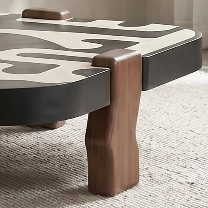Wyler Set of 2 Square Coffee Table With Marble- Brown/Grey pattern