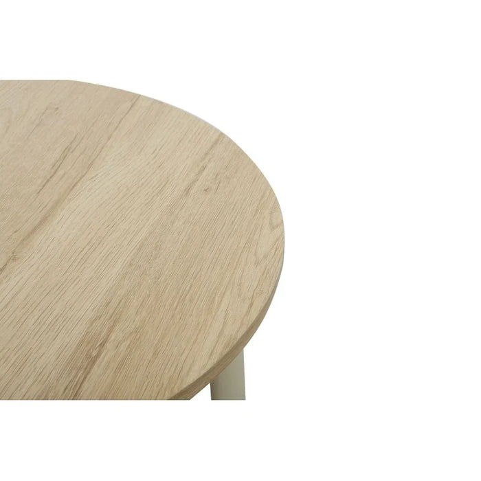 Saxony Round End Table -Light Oak/Beige