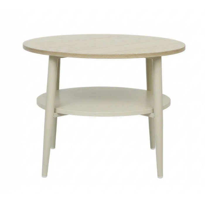 Saxony Round End Table -Light Oak/Beige