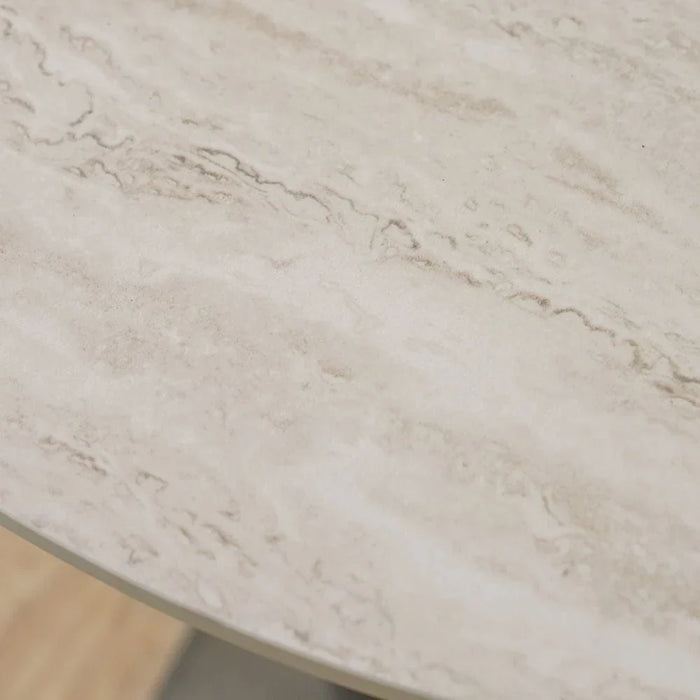 Richfield Stone Top End Table - Beige/Silver Grey
