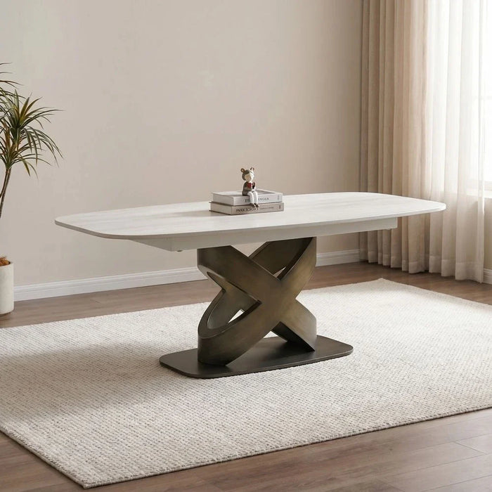 Richfield Stone Top Coffee Table - Beige/Silver Grey - With 2-Year Warranty