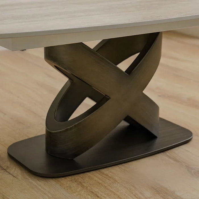Richfield Stone Top Coffee Table - Beige/Silver Grey - With 2-Year Warranty