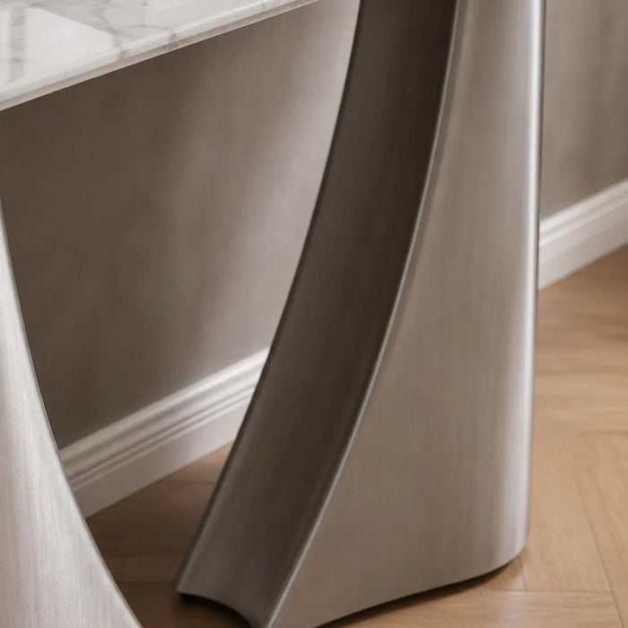 Biene Marble Top Console Table - Light Grey/Matt Silver