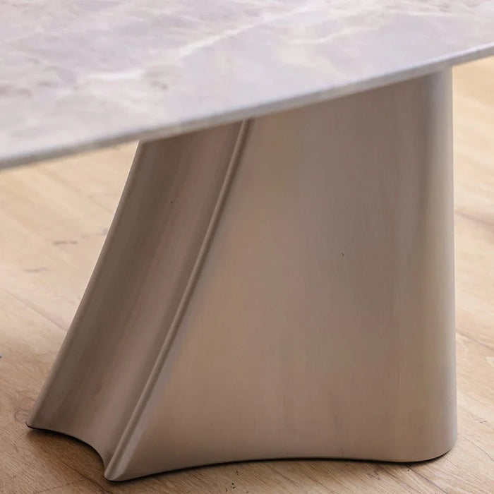 Biene Marble Top Coffee Table - Light Grey/Matt Silver