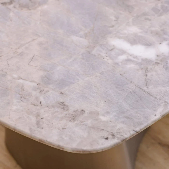Biene Marble Top Coffee Table - Light Grey/Matt Silver