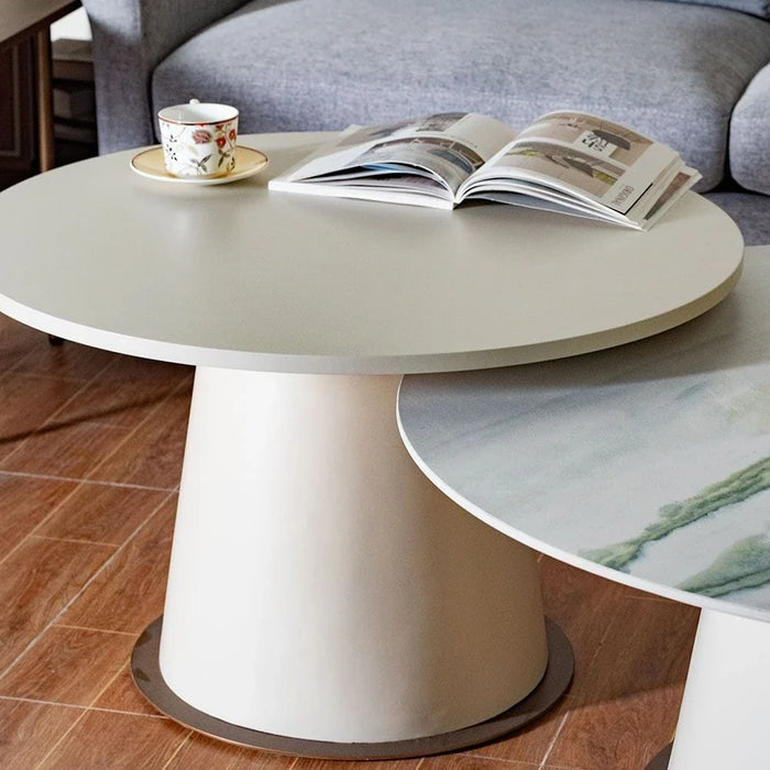 New Alhamra Set of 2 RoundCoffee Table - White/Green/Beige