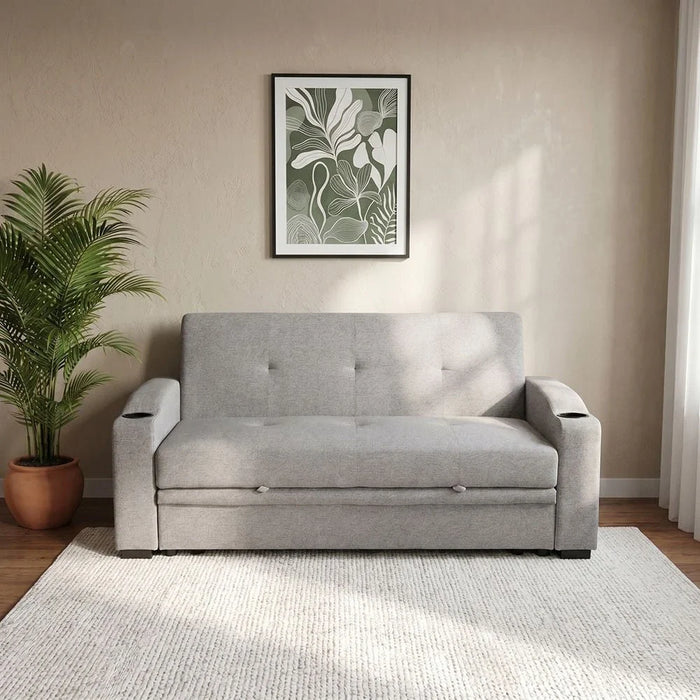 Alejandro Fabric Sofa Bed With 2 Cup Holders-Warm Grey
