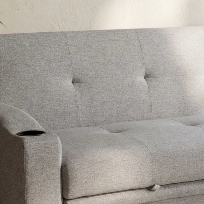 Alejandro Fabric Sofa Bed With 2 Cup Holders-Warm Grey