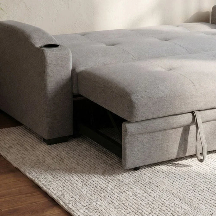 Alejandro Fabric Sofa Bed With 2 Cup Holders-Warm Grey