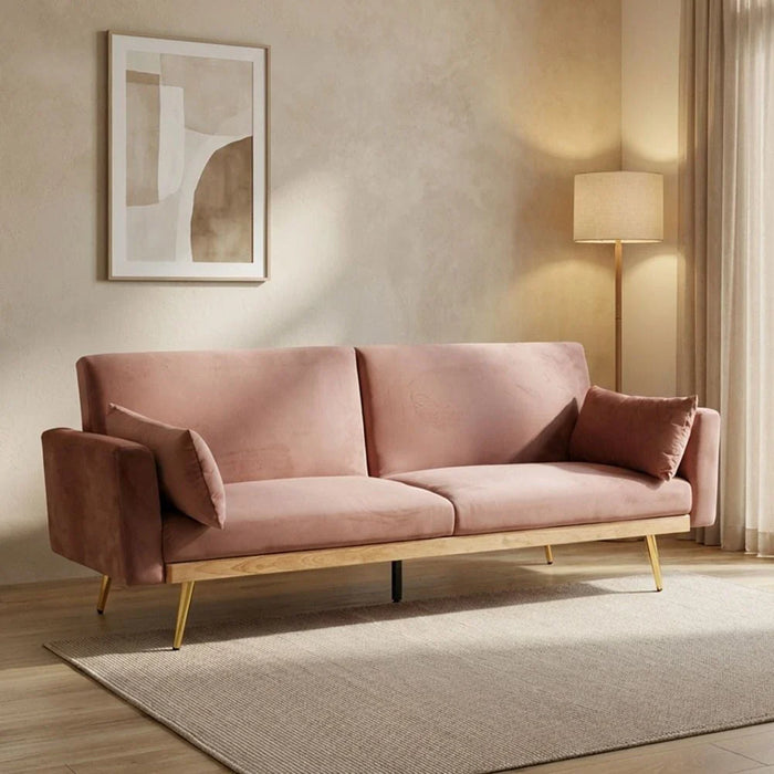 Flare 2-Seater Fabric Sofa Bed-Dusty Pink-With 2-Year Warranty
