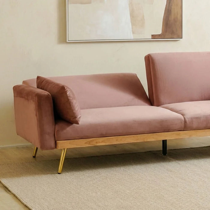 Flare 2-Seater Fabric Sofa Bed-Dusty Pink-With 2-Year Warranty