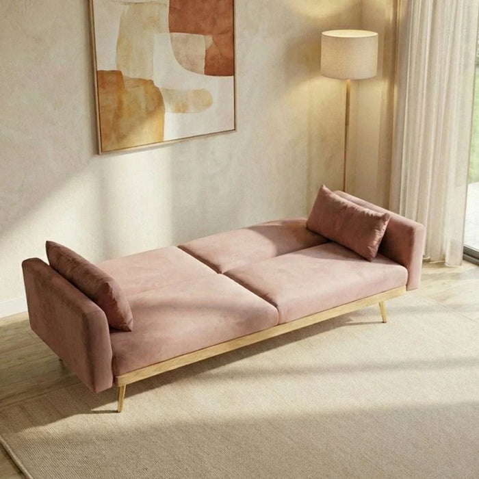 Flare 2-Seater Fabric Sofa Bed-Dusty Pink-With 2-Year Warranty