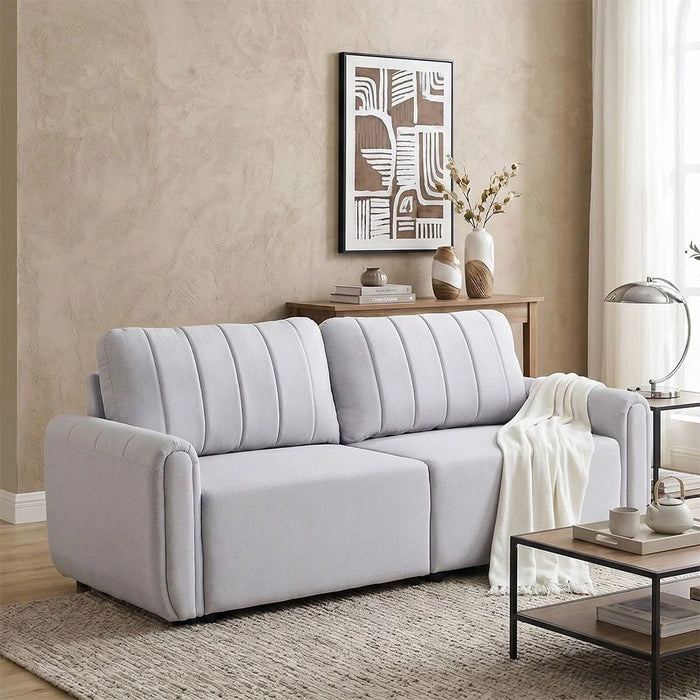 Nildur 2-Seater Fabric Sofa Bed - Light Grey - With 2-Year Warranty