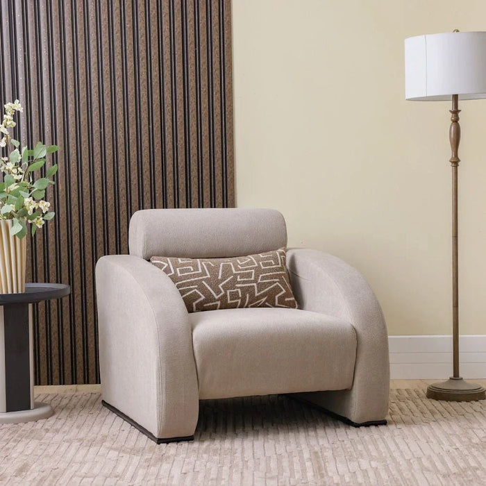 Nimera 1-Seater Fabric Sofa-Grey-With 2-Year Warranty