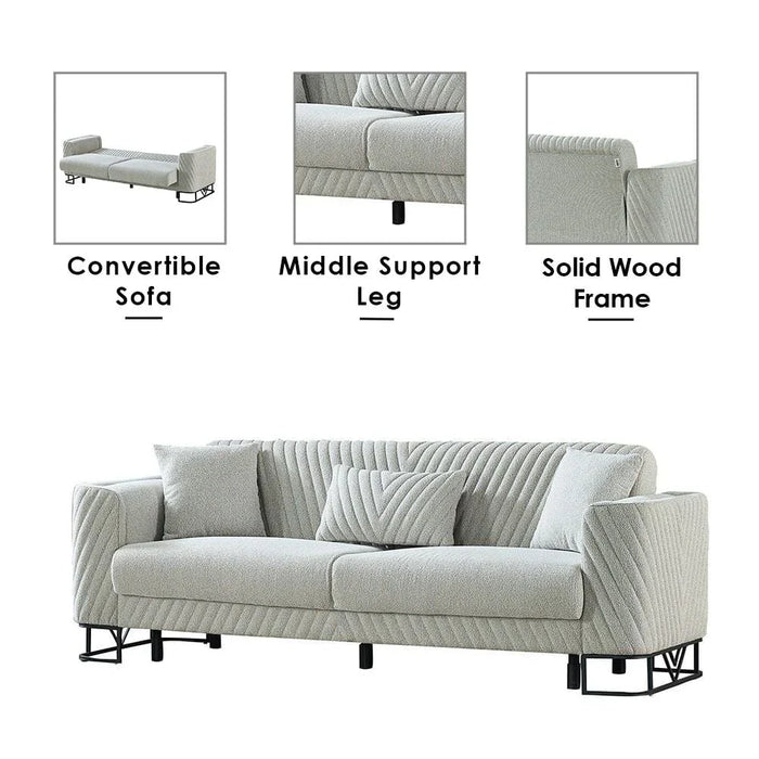 Elegance 3-Seater Fabric Sofa-Grey-With 2-Year Warranty