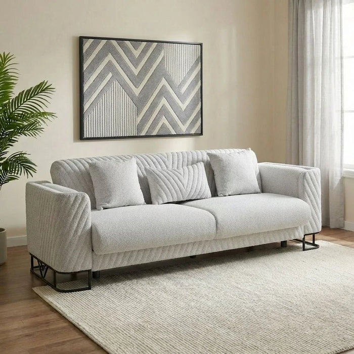 Elegance 3-Seater Fabric Sofa-Grey-With 2-Year Warranty