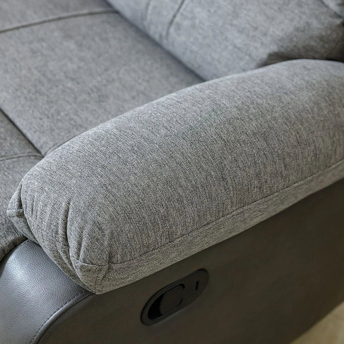 Greensboro 3 Seater Fabric Manual Motion Recliner-Dark Grey
