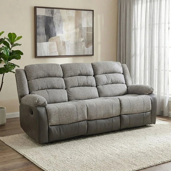 Greensboro 3 Seater Fabric Manual Motion Recliner-Dark Grey