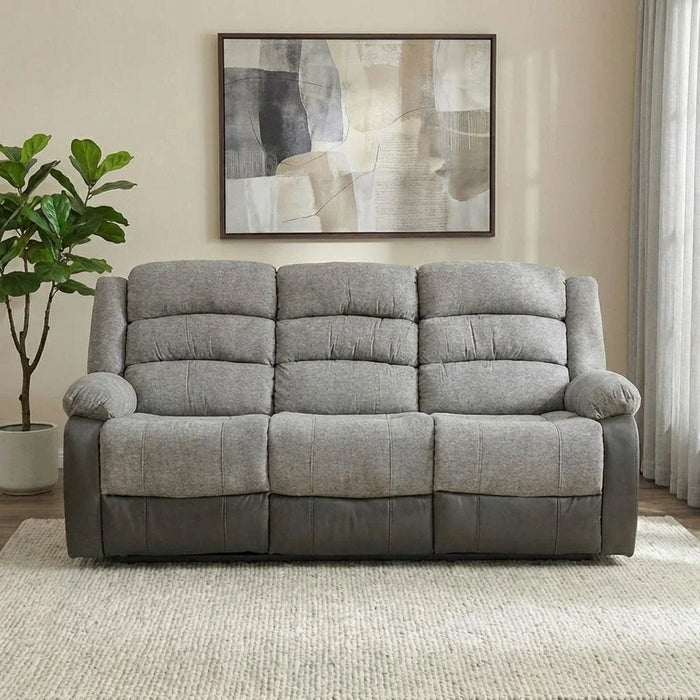 Greensboro 3 Seater Fabric Manual Motion Recliner-Dark Grey