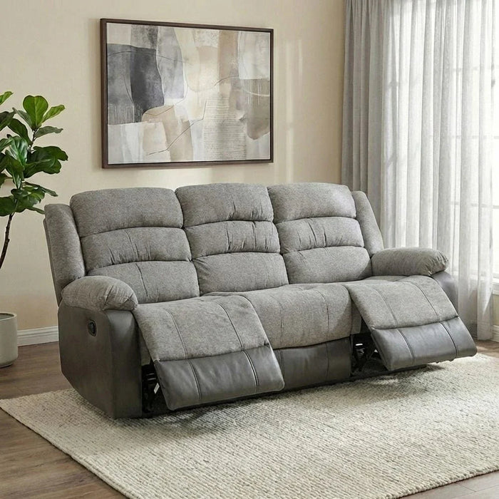 Greensboro 3 Seater Fabric Manual Motion Recliner-Dark Grey