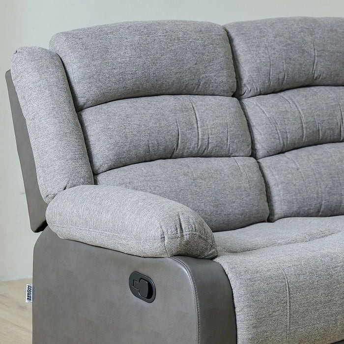Greensboro 3 Seater Fabric Manual Motion Recliner-Dark Grey