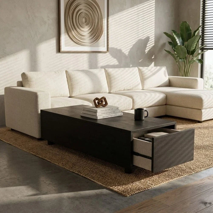 Paddington Mid-Unit Table with Storage-Black-With 2-Year Warranty