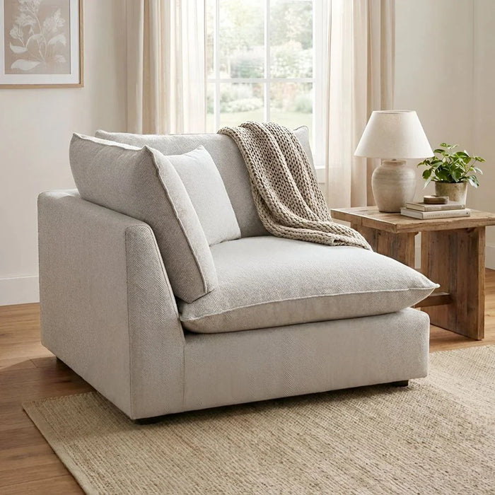 Napoleon 1-Seater Fabric Modular Sofa with Left Arm _ Beige - With 2-Year Warranty