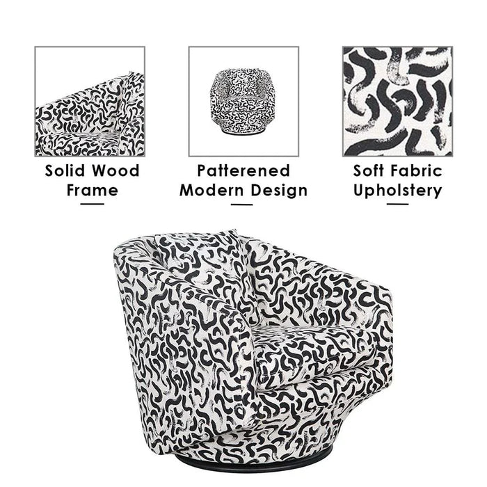 Napoleon 1-Seater Fabric Accent Chair Ð Black & White Pattern-With 2-Year Warranty
