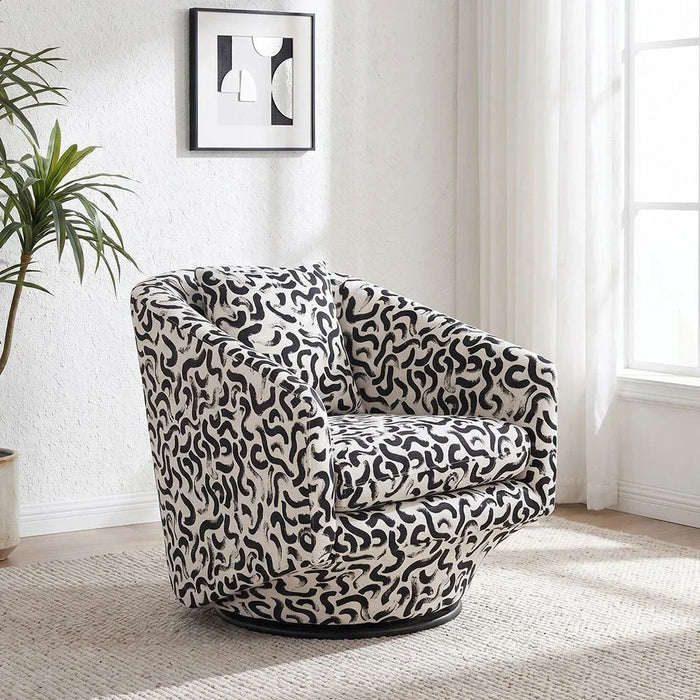 Napoleon 1-Seater Fabric Accent Chair Ð Black & White Pattern-With 2-Year Warranty