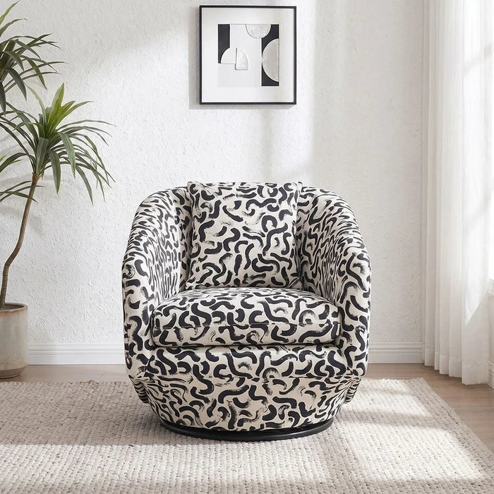 Napoleon 1-Seater Fabric Accent Chair Ð Black & White Pattern-With 2-Year Warranty