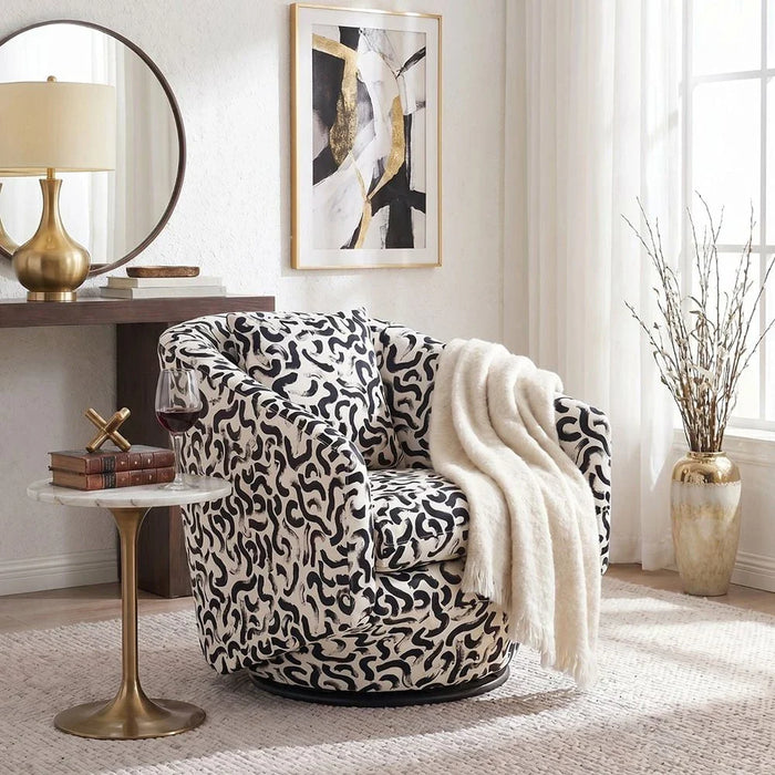 Napoleon 1-Seater Fabric Accent Chair Ð Black & White Pattern-With 2-Year Warranty