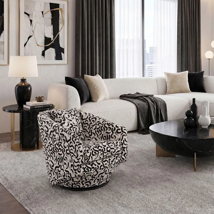 Napoleon 1-Seater Fabric Accent Chair Ð Black & White Pattern-With 2-Year Warranty